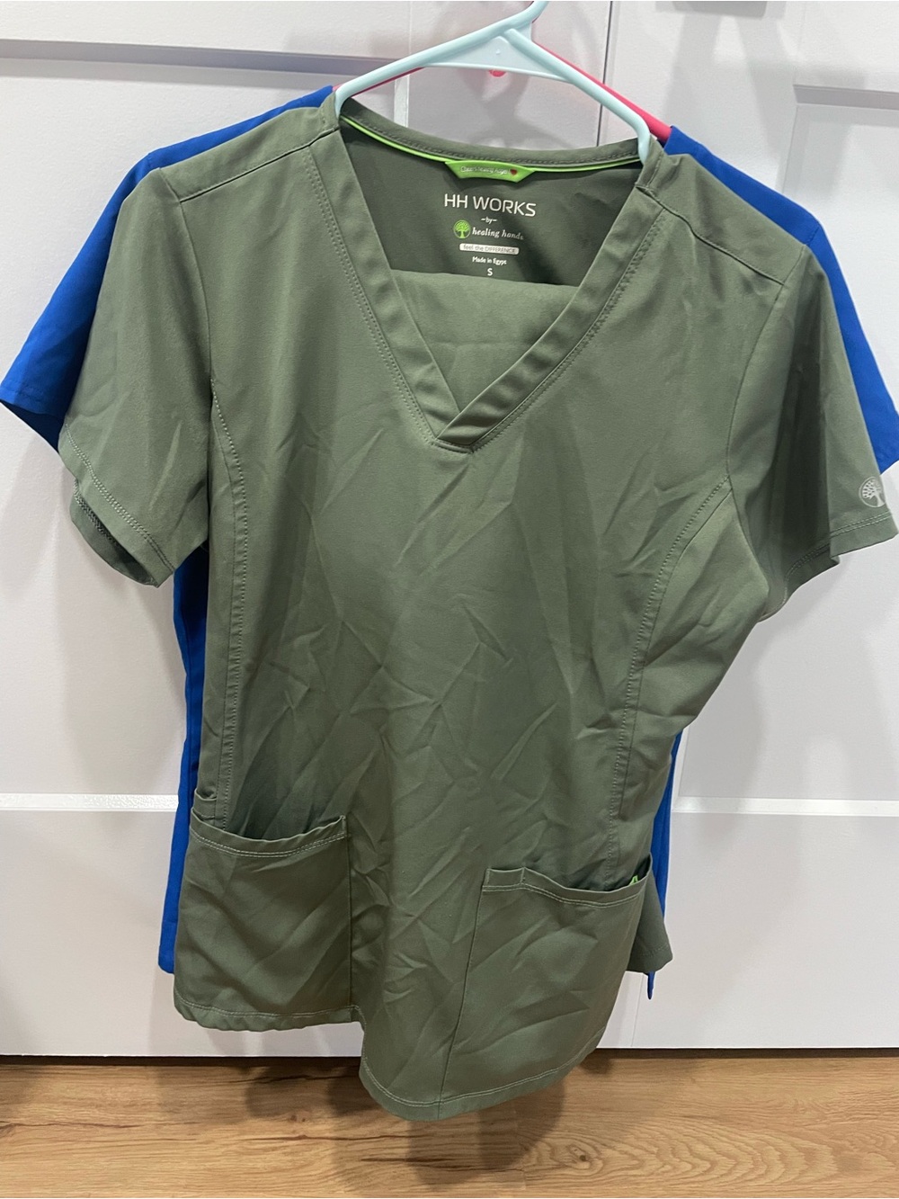 healing hands Olive V-Neck Women's Scrub Top